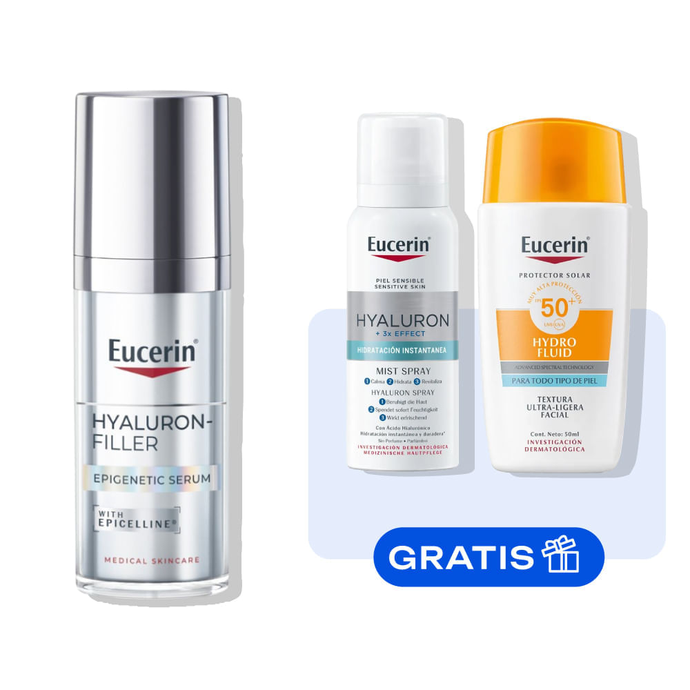 [EKO-BP-6796] Kit Eucerin Serum Epigenetic Hyaluron-Filler + Protector Solar Hydrofluid + Mist Spray